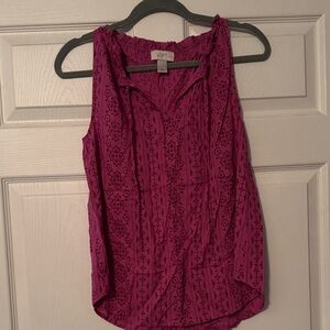 LOFT Magenta Patterned Sleeveless Blouse